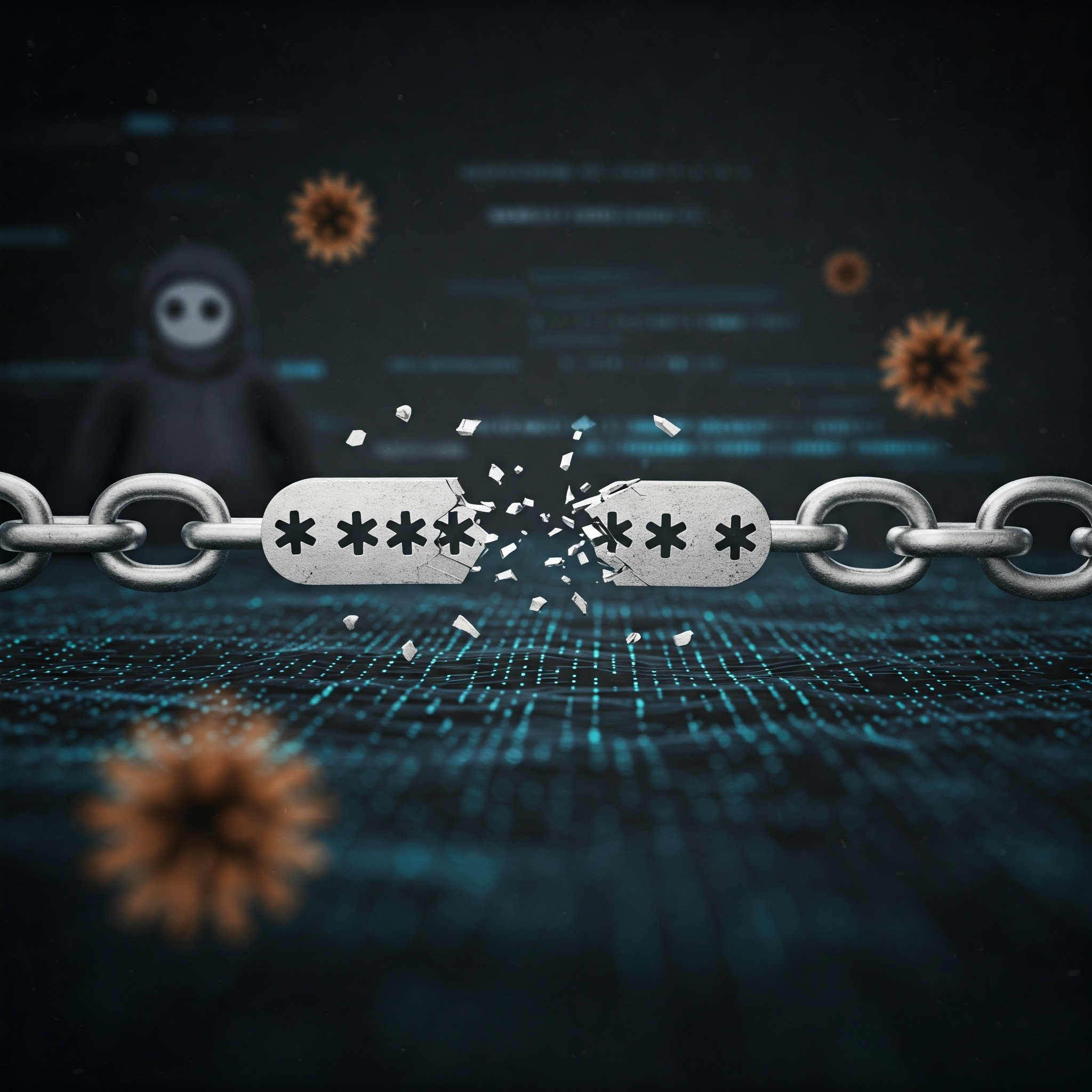 A shattered bracelet with asterisks representing a password